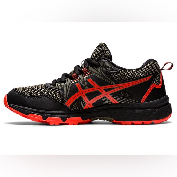 NEW!! Kids Asics Boys Gel-Venture GS Black/Cherry TomatoTrail